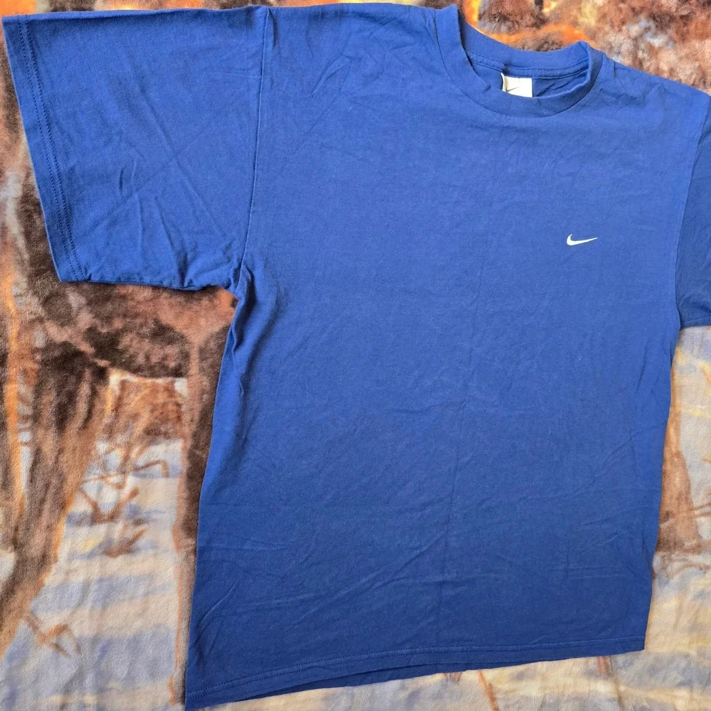 Vintage Nike Y2K Boxy Oversized Essential Swoosh Royal Blue Faded Tee sz M/L